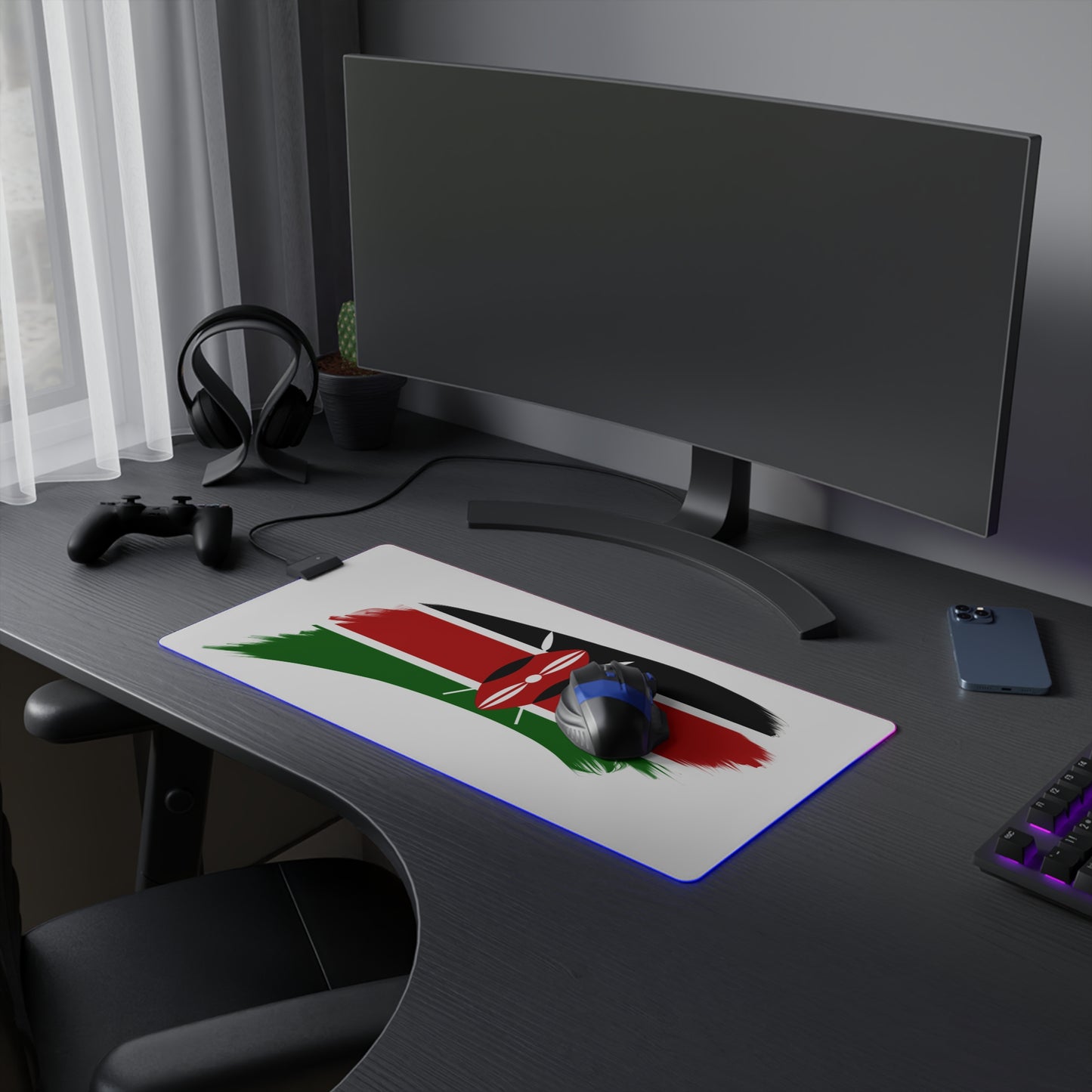 LED Gaming Mouse Pad - Kenyan flag theme