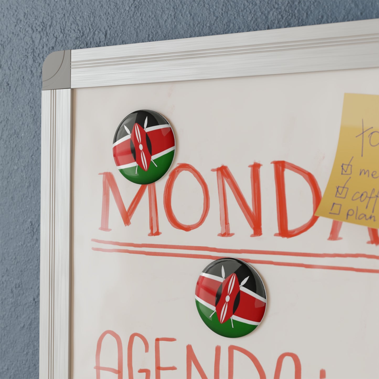 Fridge Button Magnet, Round (1 & 10 pcs) - Kenyan flag theme