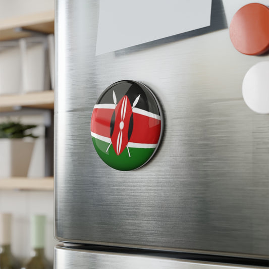 Fridge Button Magnet, Round (1 & 10 pcs) - Kenyan flag theme