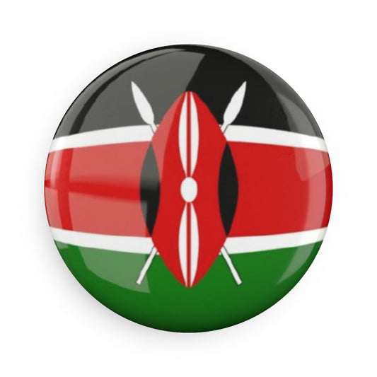 Fridge Button Magnet, Round (1 & 10 pcs) - Kenyan flag theme