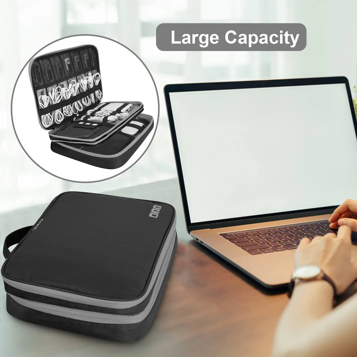 Travel Electronic Accessories Organizer, Storage Handbag Cable Organizer Bag Waterproof Carry Pouch for 11.6 Laptop,Tablet,Power