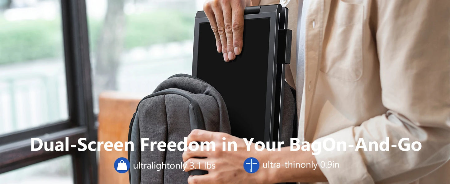 Amoudo 14 Inch Dual Laptop Monitor 1920*1080P IPS Portable Triple Monitor  with USB-C Port for 14-16.5" Laptops Windows/Mac Xbox