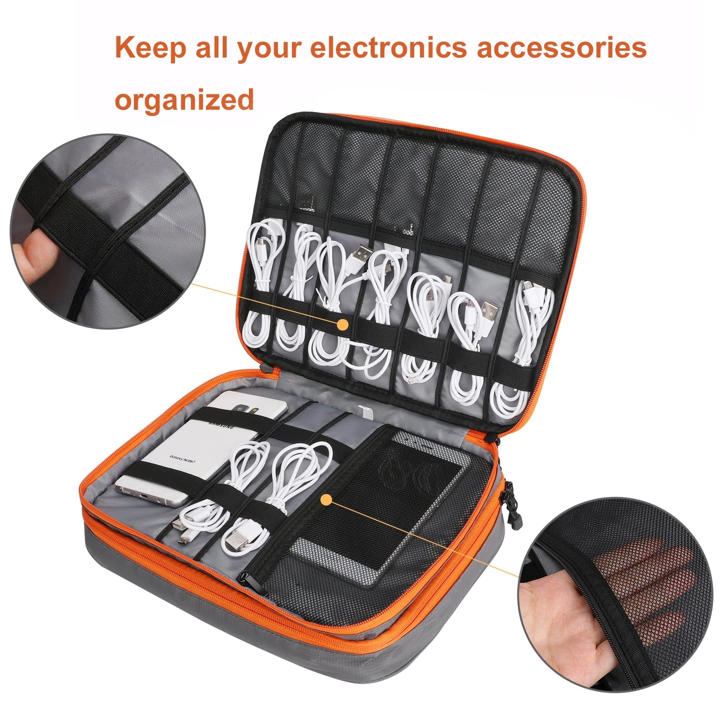 Travel Electronic Accessories Organizer, Storage Handbag Cable Organizer Bag Waterproof Carry Pouch for 11.6 Laptop,Tablet,Power