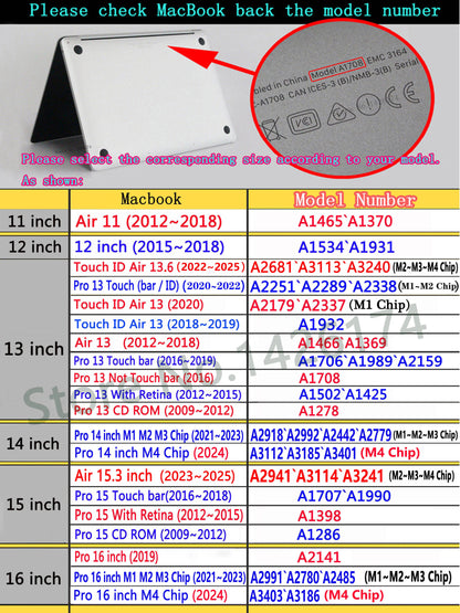 2025 Laptop Case For Apple Macbook Air 13.6 15 Inch For Mac M1 M2 M3 M4 Chip Pro 13 14 16 A2338 Air 13 A2337 A2179 Crystal Cover
