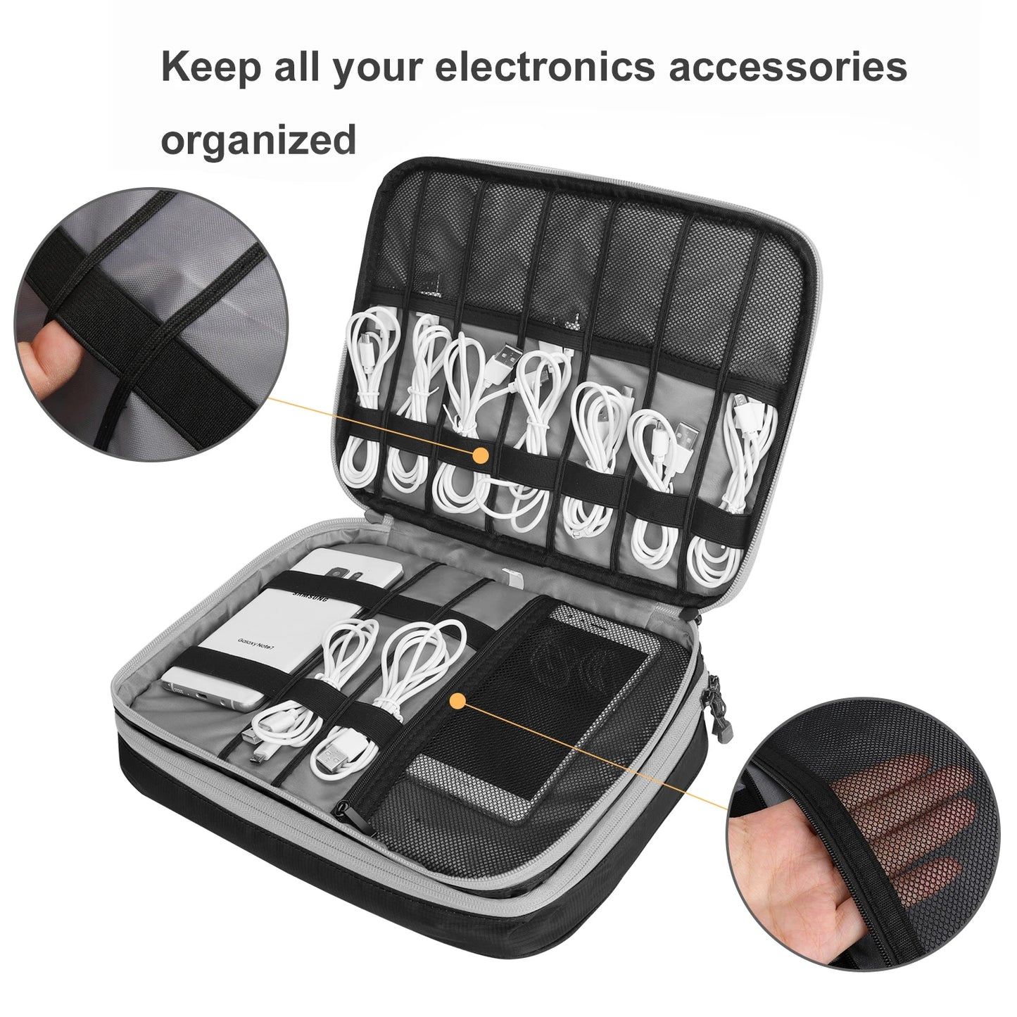 Travel Electronic Accessories Organizer, Storage Handbag Cable Organizer Bag Waterproof Carry Pouch for 11.6 Laptop,Tablet,Power